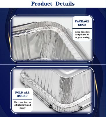 กล่องอาหารกลางวันและภาชนะบรรจุอาหารฟอยล์อะลูมิเนียมที่ทนความร้อน เป็นมิตรกับสิ่งแวดล้อม ปรับแต่งได้ สำหรับบรรจุภัณฑ์อาหาร