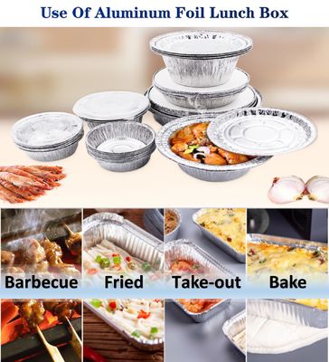กล่องอาหารกลางวันจากแผ่นอัลลูมิเนียมเกรดอาหารที่มีความหนาแบบเดียวกัน และทนต่ออุณหภูมิสูงและต่ํา